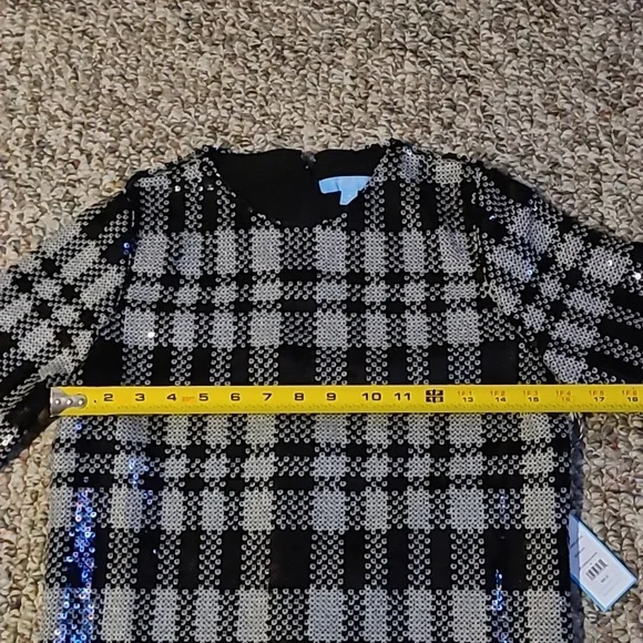 DRAPER JAMES WOMENS BLACK & WHITE SEQUIN SHEATH DRESS SIZE 4 - Picture 11 of 15